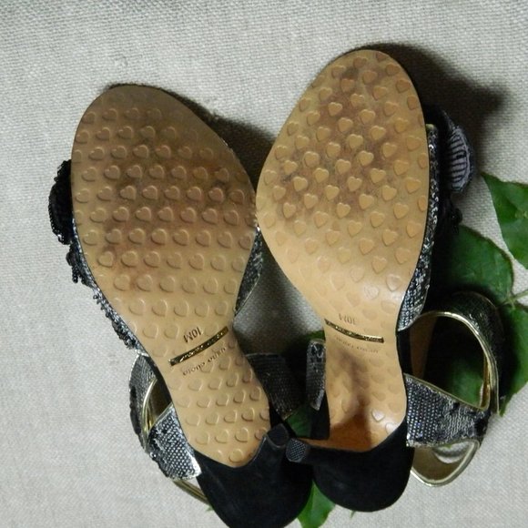 Betsey Johnson Heels Sequins Silver Black Size 10 - Picture 10 of 10
